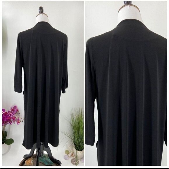 NWT Tahari Duster Cardigan Black Size Large - Picture 2 of 9